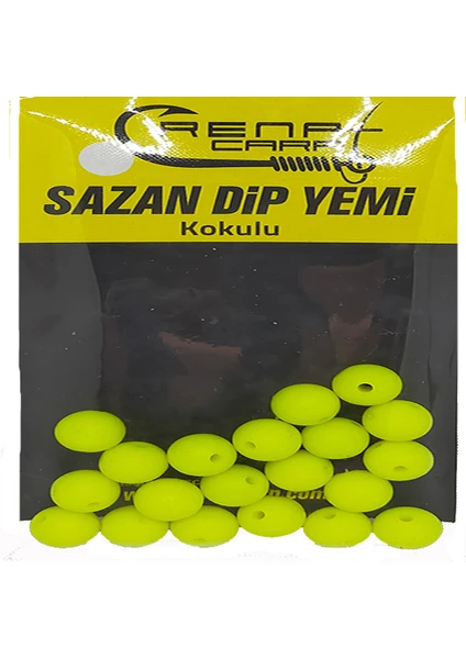 Sr Sazanrig Renat Carp Delikli Kokulu Fluo Yeşil Top  Sazan Dip Yemi 9 mm (20 Adet)