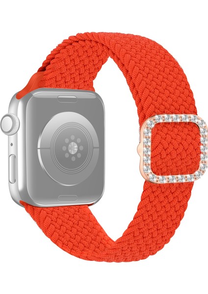 Ayarlanabilir Naylon Örgülü Esneklik Elmas Toka Apple Watch Uyumlu Series 7 & 6 & Se & 5 & 4 44MM / 3 & 2 & 1 42MM Için Yedek Strap Watch Uyumluband (Yurt Dışından)