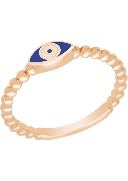 Pembe Altın 14 Ayar Nazar Boncuğu Yüzük