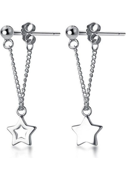Jessieyou Mall Lbq-Gümüş Kaplama Hollow Yıldız Damla Küpe Kadın Asimetri Küpe Güzel Takı Tatlı Kulak (Yurt Dışından)