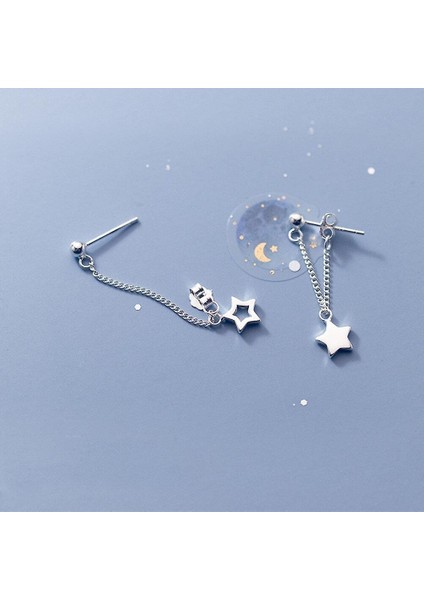Jessieyou Mall Lbq-Gümüş Kaplama Hollow Yıldız Damla Küpe Kadın Asimetri Küpe Güzel Takı Tatlı Kulak (Yurt Dışından) fiyatları