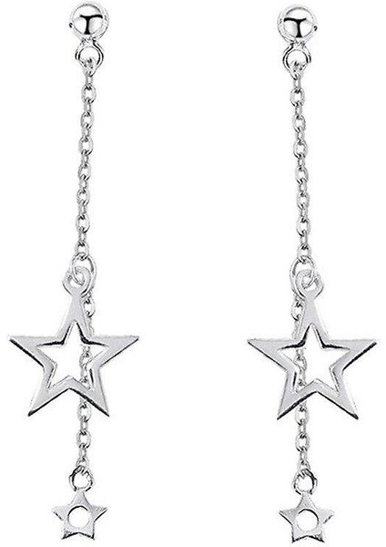 Lbq-4 Adet Gümüş Kaplama Hollow Yıldız Kolye Damla Küpe Kadınlar Için Zarif Gümüş Kaplama Püskül (Yurt Dışından)
