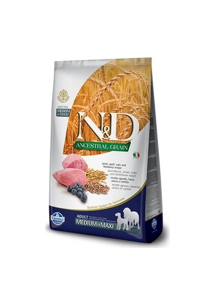 Kuzu Etli Yaban Mersinli Tahılsız Orta ve Büyük Irk Yetişkin Köpek Maması 2.5 kg