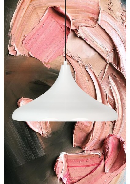 45 cm Çaplı Bamyum Champion Xl Beyaz Avize Tekli Sarkıt Lamba Cafe Restoran Salon Mutfak Avizeleri