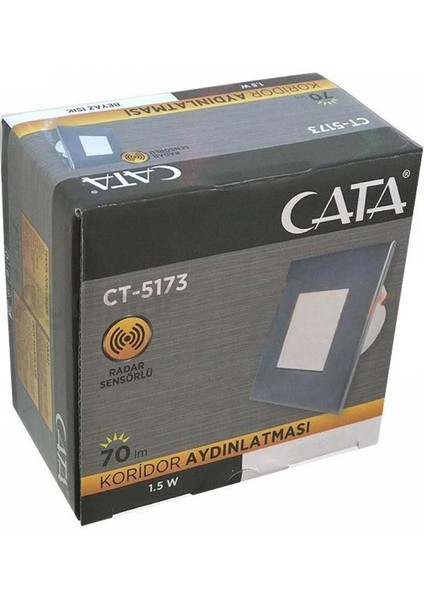 CT-5173 1.5W Kare Radar Sensörlü Koridor LED Armatür 6400K Beyaz