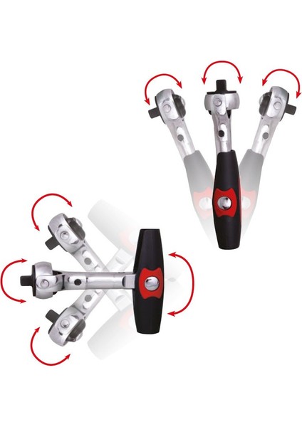 Izeltaş 1507067115 Mafsallı Cırcır T Kol 1/4'' (72 Diş) 115MM