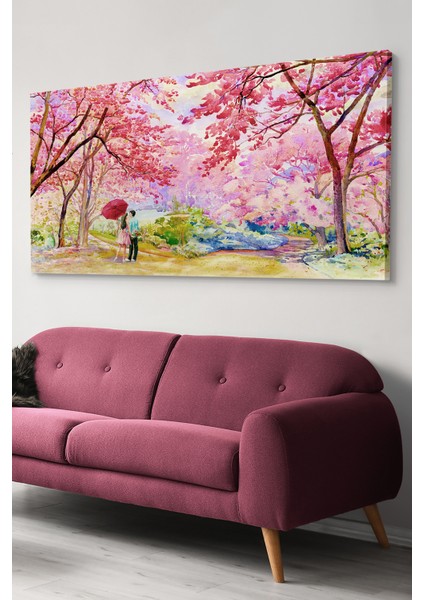 Aşk Temalı Renkli Orman Tek Parça Kanvas Canvas Tablo