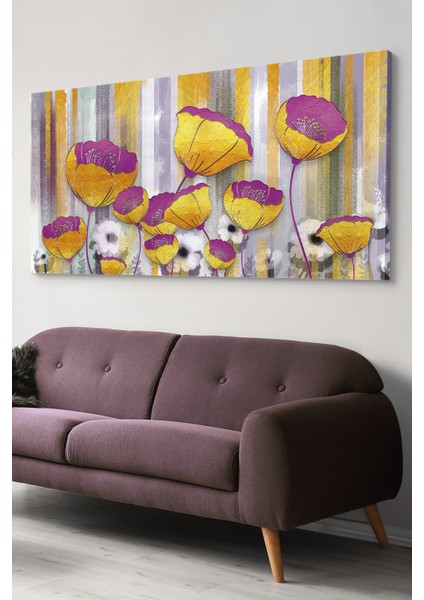 Renkli Çiçekler Tek Parça Kanvas Canvas Tablo
