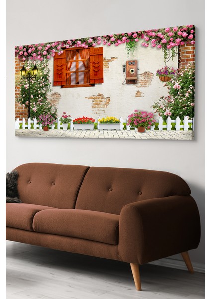 Çiçekli Sokak Tek Parça Kanvas Canvas Tablo