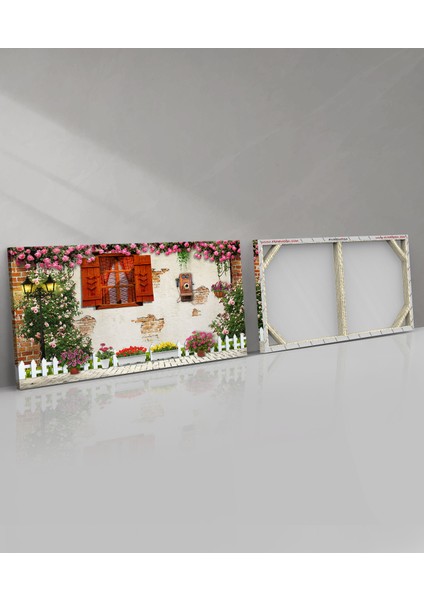 Çiçekli Sokak Tek Parça Kanvas Canvas Tablo