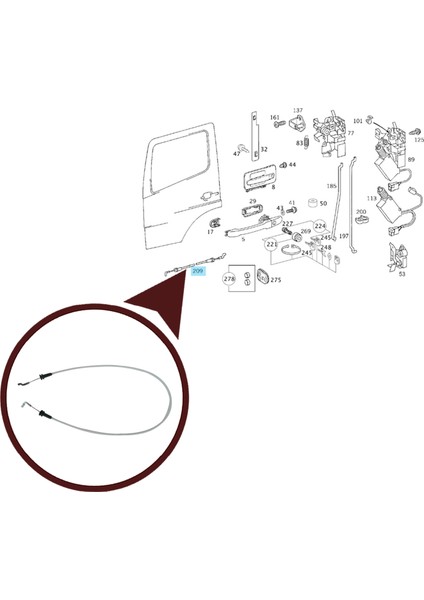 Esc Otomotiv EDP200 Mercedes Benz Atego Axor İçin Sağ Kapı İç Açma Teli A9737600304