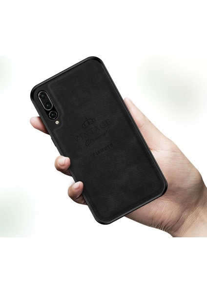 Heavy Distric Tpu Kenarları Sabit Pc Pu Derisi Sağlam Şok Geçirmez Telefon Kılıfı Huawei P20 Pro - Mavi (Yurt Dışından)