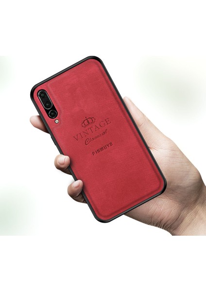 Heavy Distric Tpu Kenarları Sabit Pc Pu Derisi Sağlam Şok Geçirmez Telefon Kılıfı Huawei P20 Pro - Mavi (Yurt Dışından)