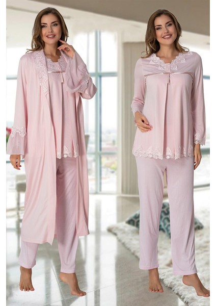 Diğer Uzun Kol Lohusa Pijama Sabahlık Takım Effort 7034