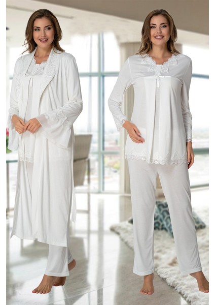 Uzun Kol Lohusa Pijama Sabahlık Takım Effort 7034