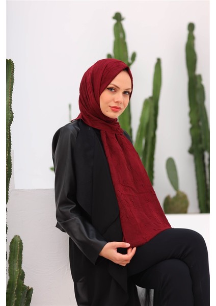 Bambu Kraş Şal Koyu Bordo modelleri