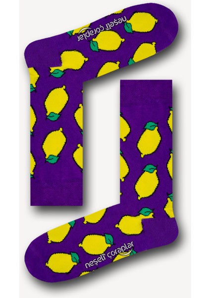 Limon Desenli Renkli Kadın Çorap