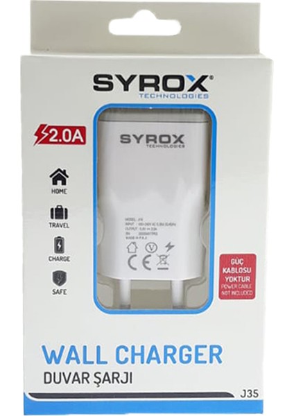 USB Şarj Adaptörü 2 Amper Şarj Başlık J35