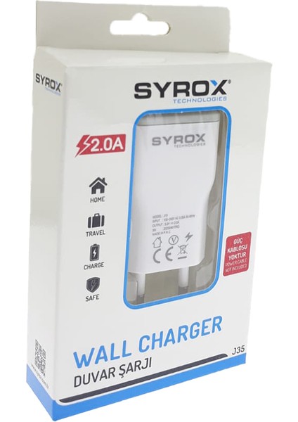 USB Şarj Adaptörü 2 Amper Şarj Başlık J35