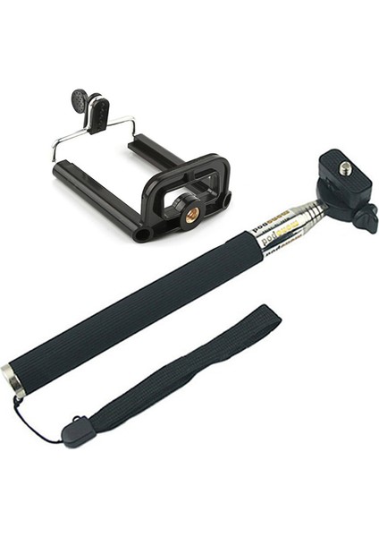 GP55P Tüm Sjcam Eken Gopro Aksiyon Kamera Monopod ve Tripodlarıyla Uyumlu 1/4 Inç Bağlantılı Telefon Tutuculu 110 cm 2 Parça Monopod Seti