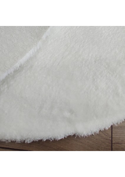 Yuvarlak Peluş Halı Pofuduk Puffy Kaymaz Taban Beyaz fiyatları