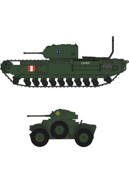 30043 1/72 Churchill Mk.ı/ıı ve Daimler Mk.ıı (Dieppe Raid) Tankları Demonte Plastik Maket Seti