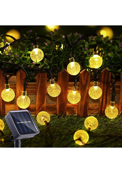 Light Home 50 Led 7 Metre Kristal Renkli Güneş Enerjili Led Işık Solar Bahçe Teras Balkon Ağaç Lambası Aydınlatması