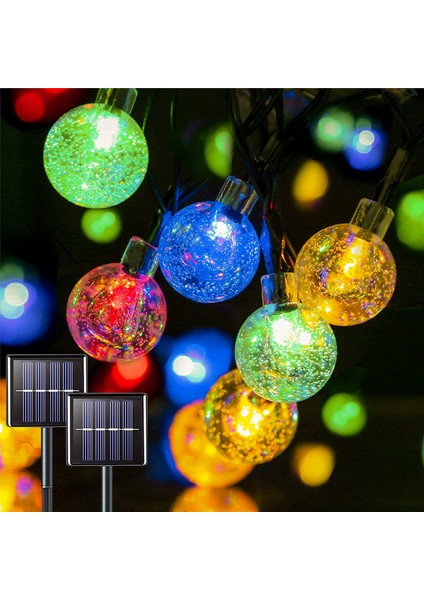50 Led 7 Metre Kristal Renkli Güneş Enerjili Led Işık Solar Bahçe Teras Balkon Ağaç Lambası Aydınlatması