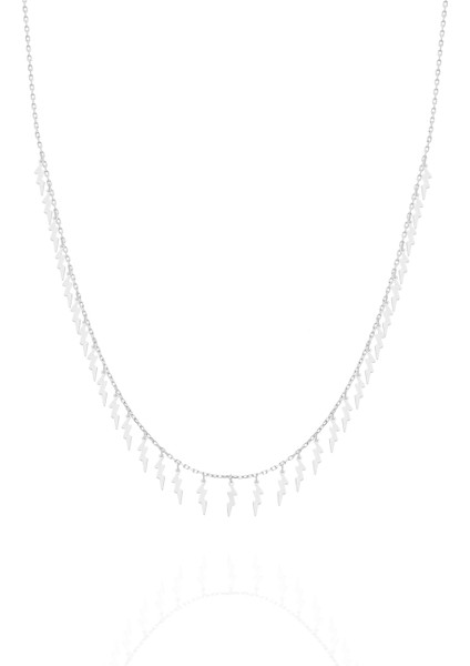 Kadın 925 Ayar Gümüş Şimşek Model Kolye