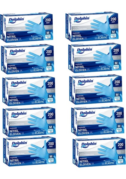 1 Koli 200 Lü 10 Paket Dolphin Nitril Eldiven (Medıum)