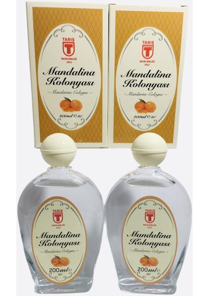 Mandalina Kolonyası 80 Derece 200 ml Cam Şişe - 2'li Set