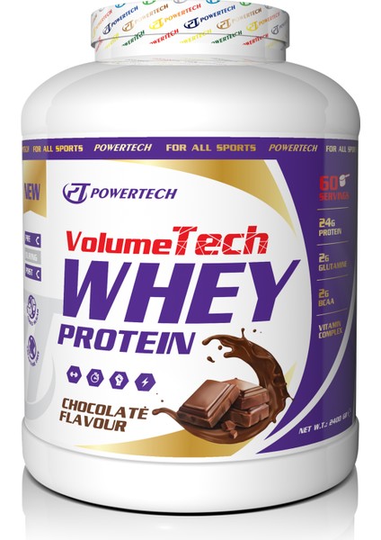 Powertech Volumetech Whey  2400 gr Çikolata + Arginine Zma 500 gr Portakal +  Bcaa 4:1:1 500 gr Ananas