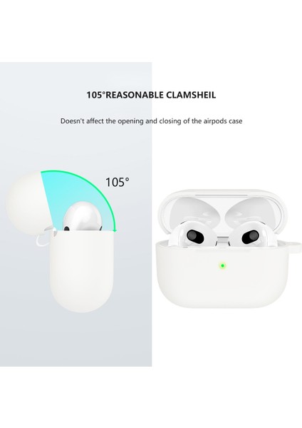 Apple Airpods 3 Için Karabinalı Silikon Koruyucu Kulaklık Kılıfı - Beyaz (Yurt Dışından) fiyatları
