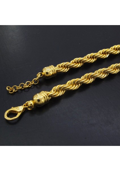 Altın Kaplama 6mm Kalın Burgu Halat Zincir ZN-131 indirimleri