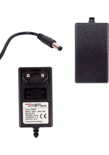 PM-12667 12 V 3A Plastik Kasa Priz Tipi Adaptör 5.5*2.5 Uç