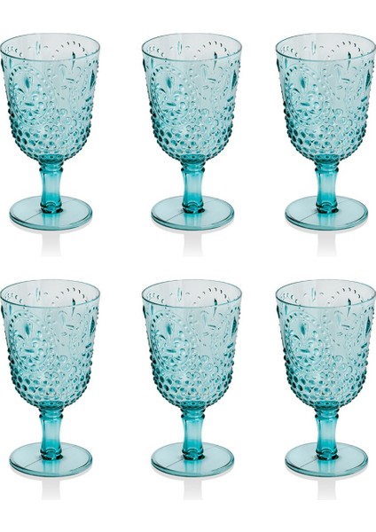 Akrilik Aquamarin 6 Lı Ayaklı Bardak