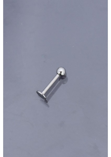 Silver Renk Düz Bar Tek Taraflı Top Model 316L Cerrahi Çelik Piercing