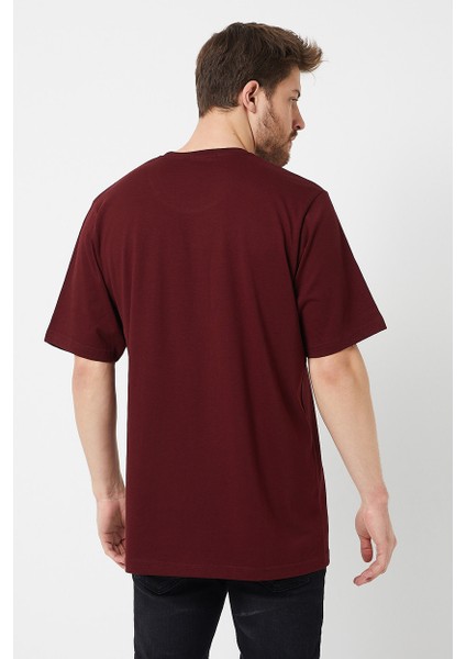 Bordo Basic Erkek Bisiklet Yaka Long Kalıp Kısa Kollu T-Shirt fiyatları