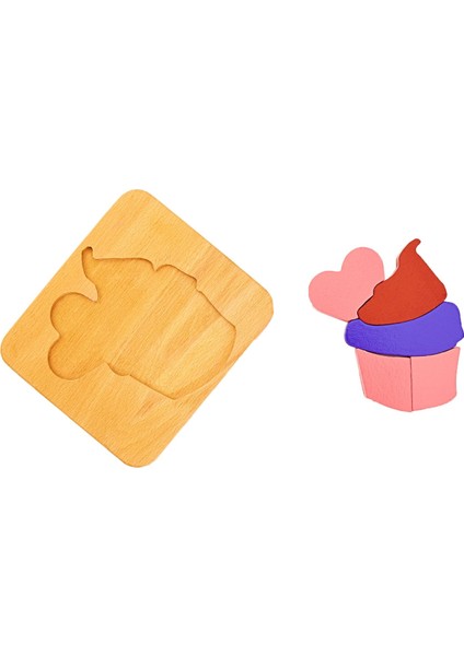 Doğal Ahşap Çocuklar İçin Eğitici ve Öğretici Ahşap Renkli Cupcake Puzzle 3 Boyutlu Denge Oyunu fiyatları
