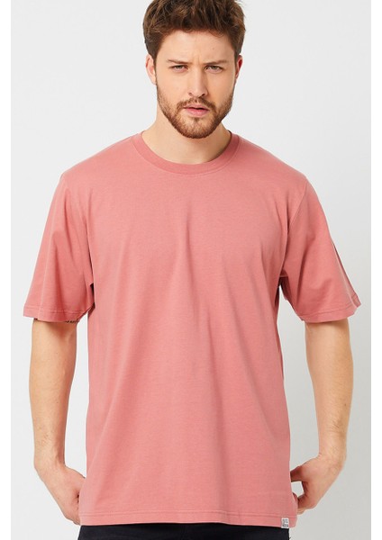 Gül Kurusu Basic Erkek Bisiklet Yaka Long Kalıp Kısa Kollu T-Shirt