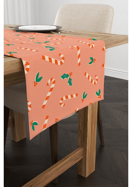 Turuncu Yılbaşı Temalı Dijital Baskılı Runner CGH206-RN