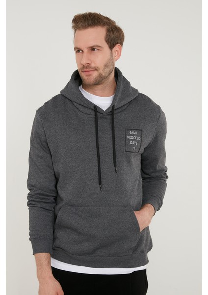Slim Fit Baskılı Kapüşonlu Kanguru Cepli Pamuklu Sweat Erkek Sweat 5414015
