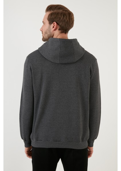 Slim Fit Baskılı Kapüşonlu Kanguru Cepli Pamuklu Sweat Erkek Sweat 5414015
