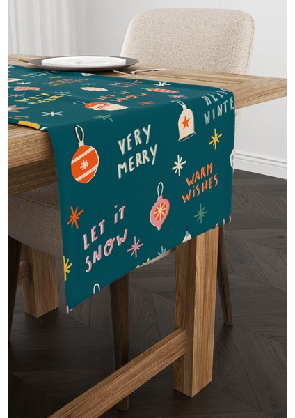 Yeşil Yılbaşı Temalı Dijital Baskılı Runner CGH213-RN