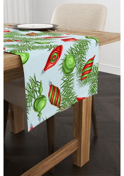 Kırmızı Yeşil Yılbaşı Temalı Dijital Baskılı Runner CGH291-RN