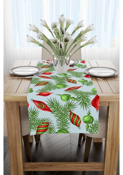 Kırmızı Yeşil Yılbaşı Temalı Dijital Baskılı Runner CGH291-RN fiyatları