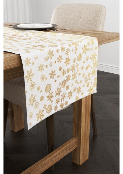 Sarı Beyaz Yılbaşı Temalı Dijital Baskılı Runner CGH789-RN