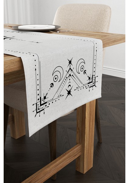 Gri Syah Etnik Bohem Desenli Dijital Baskılı Runner CGH940-RN fiyatları