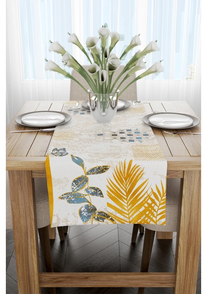 Sarı Mavi Bohem Dekoratif Desenli Dijital Baskılı Runner CGH941-RN