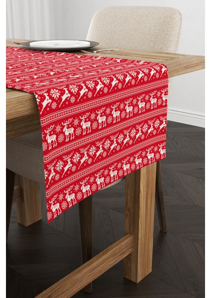 Kırmızı Yılbaşı Temalı Dijital Baskılı Runner CGH220-RN